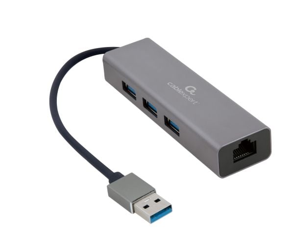 Cablexpert - Hub - 3 x SuperSpeed USB 3.0 + 1 x 10/100/1000 - stasjonær