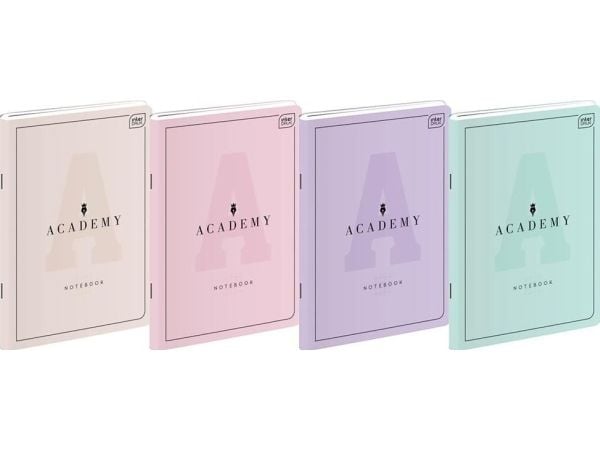 Notatbok A5/60K linjer Academy Pastel (10 stk.)