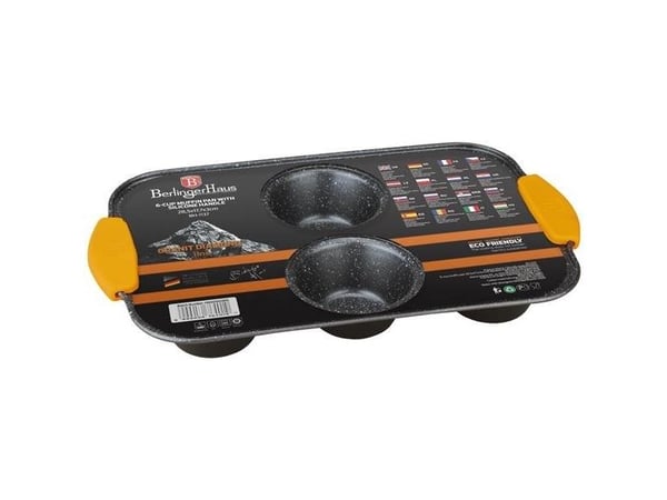 Berlinger Haus BH/1137, Cupcake-/muffinsformar, Rund, Flat yta, 210 ° C, Svart, Orange, Kolstål, Silikon