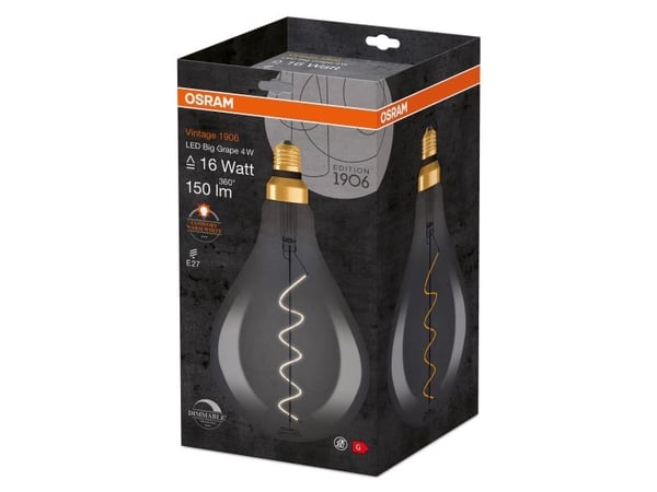 Osram Vintage 1906, 5 W, 16 W, E27, 150 lm, 15000 h, Miellyttävä lämmin valo