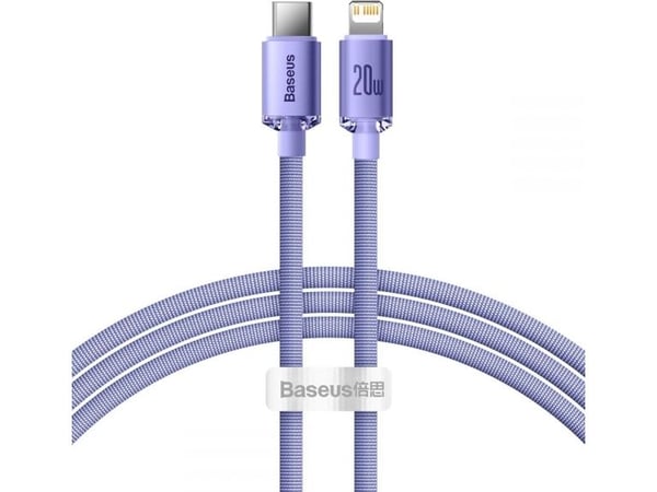 Baseus Crystal Shine, Lilla, USB C, Lightning, 1,2 m, Hankjønn, Hankjønn