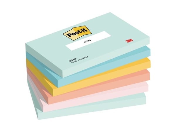 Post-It 655-6-BEA, Rektangel, Blå, Grønn, Oransje, Rosa, Gult, Papir, 127 mm, 76 mm, 100 ark