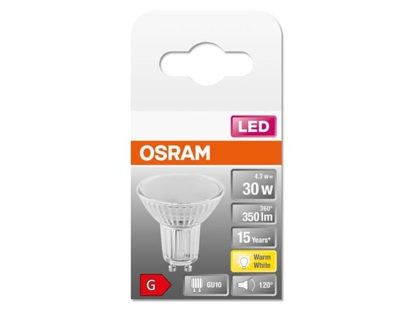 OSRAM LED STAR - LED-pære for søkelys - form: PAR16 - GU10 - 4.3 W (ekvivalent 50 W) - klasse G - varmt hvitt lys - 2700 K