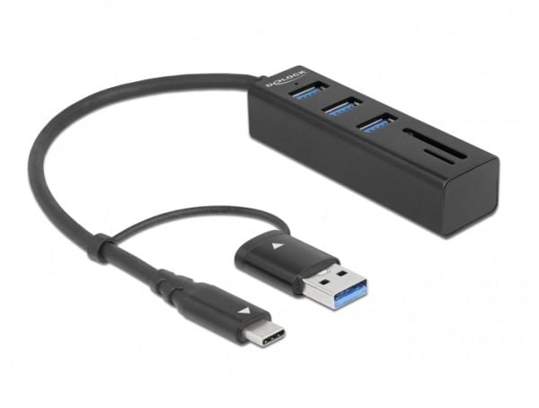 Delock - Hub - 3 x USB 3.2 Gen 1 + 1 x USB-C 3.2 Gen 1 - stasjonær