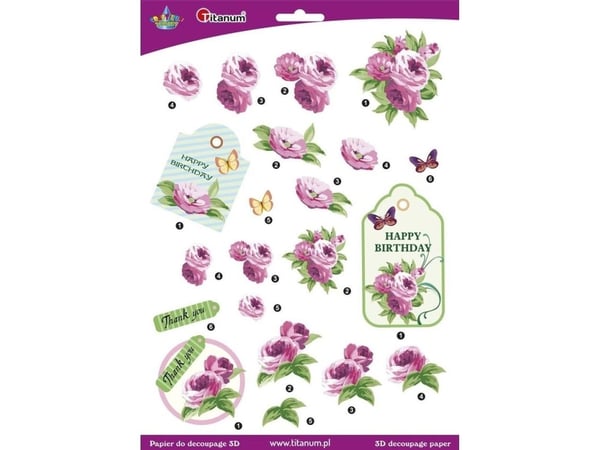 Titanum 3D decoupage papir blomster pioner ark