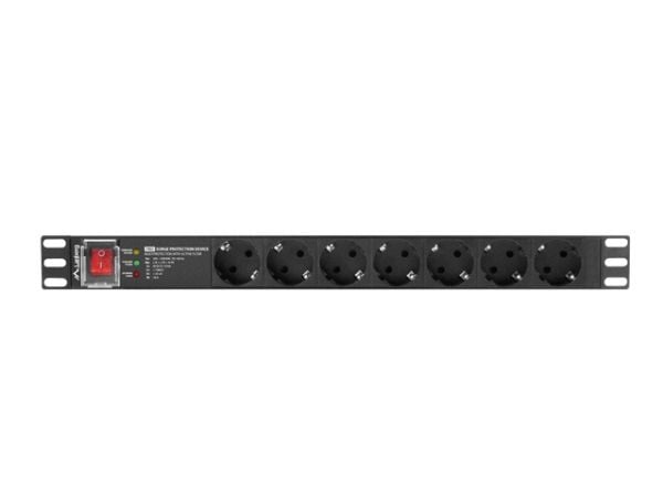 Lanberg PDU-PRO-07F-0200-BK, Kytkimellinen, 1U, Yksivaiheinen, Vaaka, Alumiini, Musta