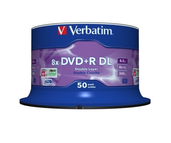 Verbatim - 50 x DVD+R DL - 8.5 GB (240 min) 8x - matt sølv - spindel