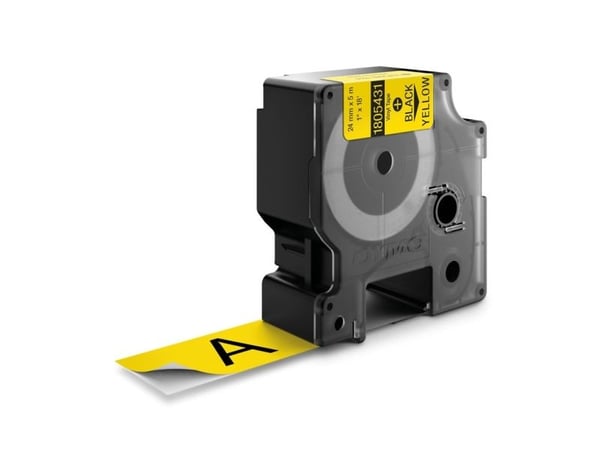 DYMO Rhino Coloured Vinyl - Vinyl - sort på gul - Rulle (2,54 cm x 5,5 m) 1 kassette(r) tape - for Rhino 6000, 6000 Hard Case Kit
