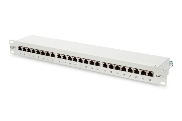 DIGITUS DN-91624S - Koblingspanel - CAT 6 - RJ-45 X 24 - grå, RAL 7035 - 1U - 19"