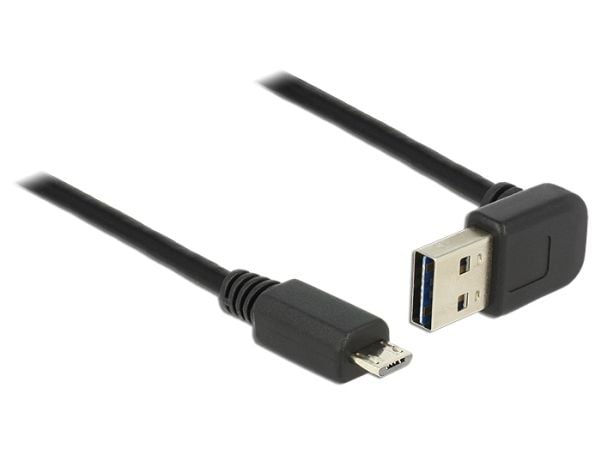 Delock EASY-USB - USB-kabel - USB (hann) til Micro-USB type B (hann) - USB 2.0 - 1 m - 90° kontakt - svart