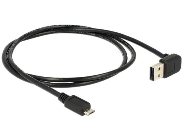 Delock EASY-USB - USB-kabel - USB (hann) til Micro-USB type B (hann) - USB 2.0 - 1 m - 90° kontakt - svart