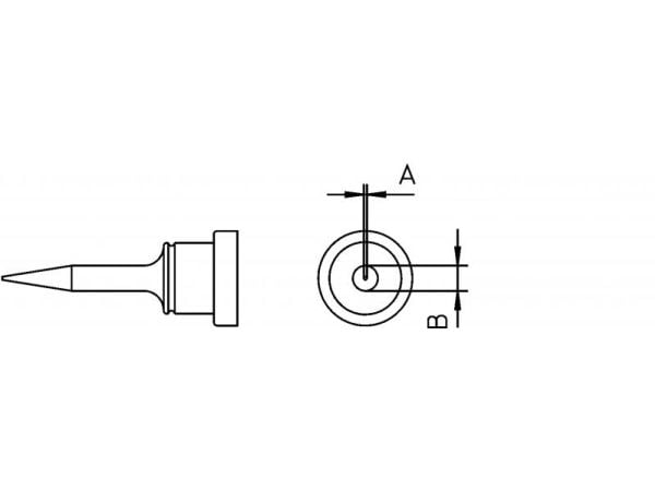 Weller LT-1S loddetipp rund form lang spissstørrelse 0,2 mm (1 stk)