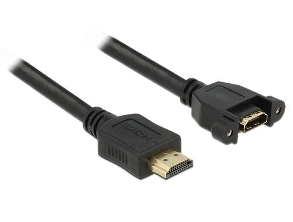 Delock - HDMI-kabel med Ethernet - HDMI hann til HDMI hunn - 1 m - svart