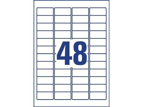 Avery L4778REV-20, Hvit, Avrundet rektangel, Permanent, Polyester, Matte, 48 stykker