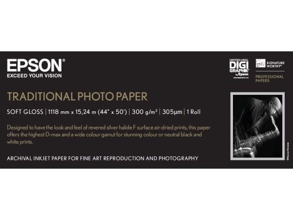 Epson Perinteinen valokuvapaperi - Rulla (111,8 cm x 15 m) - 300 g/m² - valokuvapaperi - Stylus Pro 11880, Pro 98XX; SureColor SC-P10000, P20000, P...