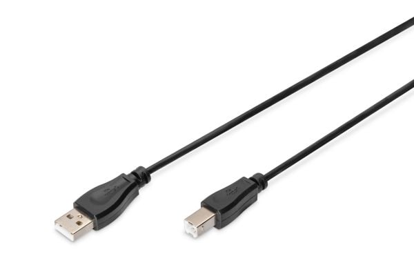 ASSMANN - USB-kaapeli - USB (uros) - USB Type B (uros) - USB 2.0 - 1,8 m - muotoiltu - musta