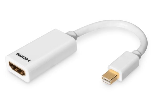 ASSMANN - HDMI-adapter - Mini DisplayPort hann til HDMI hunn - 15 cm - dobbeltisolert - hvit