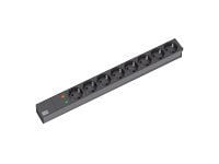 Bachmann IT PDU Basic - pistorasia (rack-versio) - AC 230 V - tulo: CEE 7/7 - lähtöliittimet: 8 (CEE 7/3) - 1U - 19" - 2 m johto - musta - musta