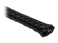 Delock Stretchable - Utvidgningsbart inflätat kabelfodral - 10 m - svart