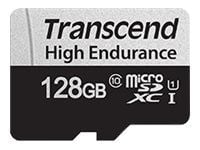 Transcend 350V - Flashminnekort (SD-adapter inkludert) - 128 GB - UHS-I U1 / Class10 - microSDXC UHS-I