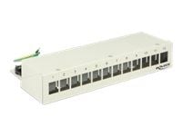Delock Keystone Desktop Patch Panel - Koblingspanel - lysegrå, RAL 7035 - 12 porter