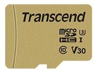 Transcend 500S - Flashminnekort (microSDHC til SD-adapter inkludert) - 16 GB - Video Class V30 / UHS-I U3 / Class10 - microSDHC