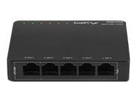 Lanberg DSP3-1005 - Switch - ikke-styrt - 5 x 10/100/1000 (4 PoE+) - stasjonær, veggmonterbar - PoE+ (60 W)