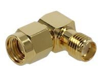 Delock 10 GHz - Antenneadapter - RP-SMA (hann) til SMA (hunn) vinklet - gull
