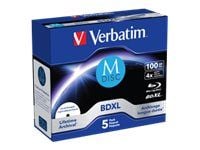 Verbatim M-Disc - 5 x BD-R XL - 100 GB 4x - blekkstråleskrivbar overflate - CD-eske