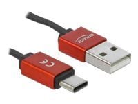 DeLOCK 85819, 0,92 m, USB A, USB C, USB 2.0, Musta, Punainen