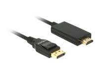 Delock - Sovitinkaapeli - DisplayPort uros HDMI uros - 1 m - kolminkertainen kierretty parikaapeli - musta - passiivinen