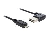 Delock Easy - USB-kabel - USB (hann) venstre/høyre-vinklet, reversibel til Micro-USB type B (hann) rett - USB 2.0 - 50 cm - svart
