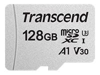 Transcend 300S - Flashminnekort (adapter inkludert) - 128 GB - A1 / Video Class V30 / UHS-I U3 - microSDXC