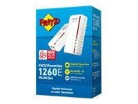 FRITZ!Powerline 1260E - Strømlinjeadaptersett 1GbE, HomePlug AV (HPAV) 2.0, IEEE 1901 - Wi-Fi 5 - Dobbeltbånd - veggpluggbar