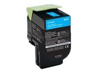 Lexmark 802C - Cyan - original - tonerpatron LCCP, LRP - for Lexmark CX310dn, CX310n, CX410de, CX410dte, CX410e, CX510de, CX510dhe, CX510dthe