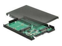 Delock 2,5" Converter SATA 22 pins > 1 x M.2 nøkkel B + 1 x mSATA - 9.5 mm - Lagringskontroll - mSATA, M.2 - M.2 Card / mSATA - SATA 6Gb/s