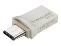 Transcend JetFlash 890 - USB flash-enhet - 128 GB - USB 3.1 Gen 1 / USB-C - silver