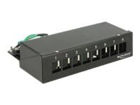 Delock Keystone Desktop Patch Panel - Koblingspanel - kullsort, RAL 9005 - 8 porter