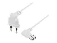 DELTACO - Johdinsarja - Europlug (han) vinklet til IEC 60320 C7 vinklet - AC 250 V - 2.5 A - 3 m - hvid