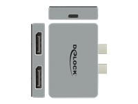 Delock - DisplayPort-adapter - USB-C (hann) til DisplayPort, USB-C (hunn) - støtte for 4K 60 Hz (3840 x 2160), støtte for Power Delivery 3.0 - grå