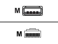 Zebra - USB-kabel - USB (han) til RJ-45 (10-pinners) (han) - 2 m - formet - for Symbol LI3608; Digital skanner DS3608; Zebra DS3608, DS3678, LI3608...
