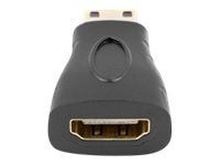 Lanberg - High Speed - HDMI-adapter med Ethernet - HDMI hunn til 19 pin mini HDMI Type C hann - svart - 4K-støtte