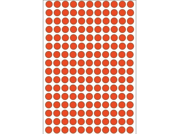 HERMA - Permanet adhesiv - rød - 8-mm rund 5632 etikett(er) (32 ark x 176) merkelapper