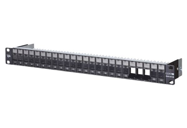 BTR E-DAT C6A modul 24 Port 180°M - Patch-panel - CAT 6a - svart - 1U - 19" - 24 portar