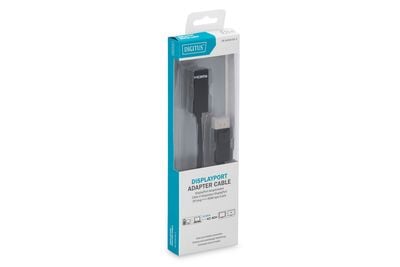 DIGITUS - Video adapter - DisplayPort hann til HDMI hunn - 15 cm - dobbeltisolert - svart