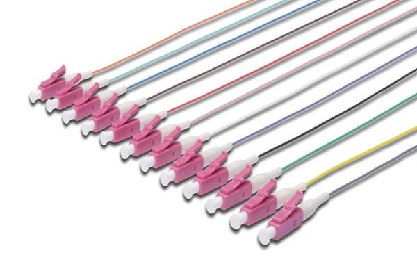 DIGITUS Professional - Nettverkskabelsett - LC multimodus (hann) - 2 m - fiberoptisk - 50 / 125 mikroner - OM4 - grå, svart, hvit, blå, gul, rød, g...