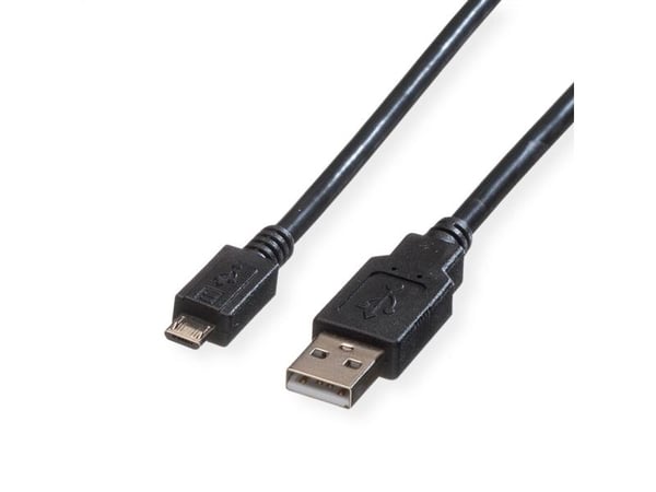 ROLINE 11.02.8752, 1,8 m, USB A, Micro-USB B, USB 2.0, 0,48 Gbit/s, Sort