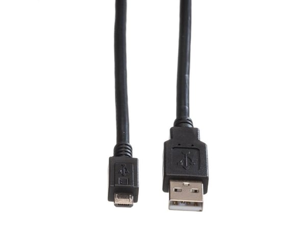 ROLINE 11.02.8752, 1,8 m, USB A, Micro-USB B, USB 2.0, 0,48 Gbit/s, Sort