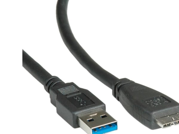 ROLINE 11.02.8873, 0,8 m, USB A, Micro-USB B, USB 3.2 Gen 1 (3.1 Gen 1), Hankjønn/hankjønn, Sort