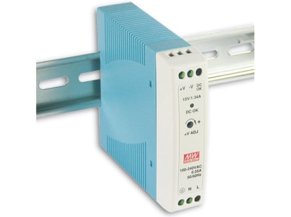 MEAN WELL MDR-20-15, 20 W, 85 - 264 V, 47 - 63 hz, 0.35 - 0.55 A, 50 ms, 81%